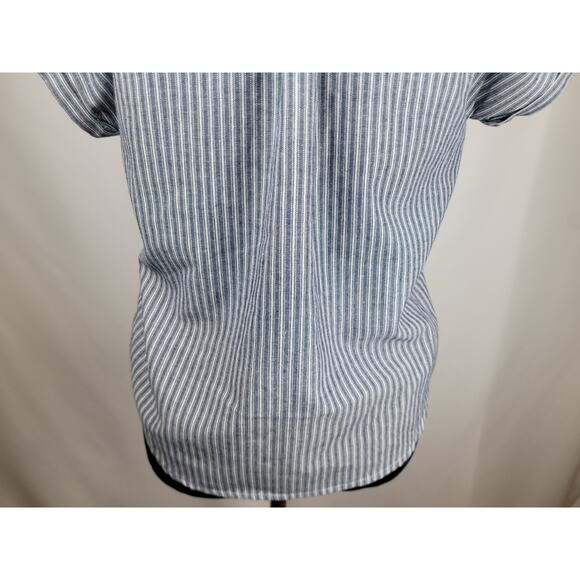 Bobi Los Angeles Revolve Women's Button Front Yoke Shirt Navy Striped Size XS - Picture 6 of 10